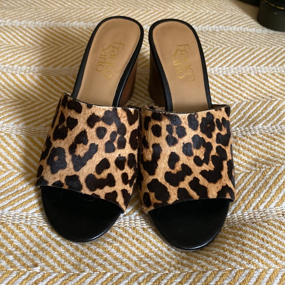Franco Sarto Leopard  peep toe 3 inch wedges size 6 - Picture 2 of 6